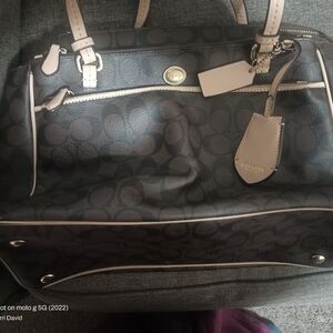 Coach Black and Tan Signature Shoulder Bag